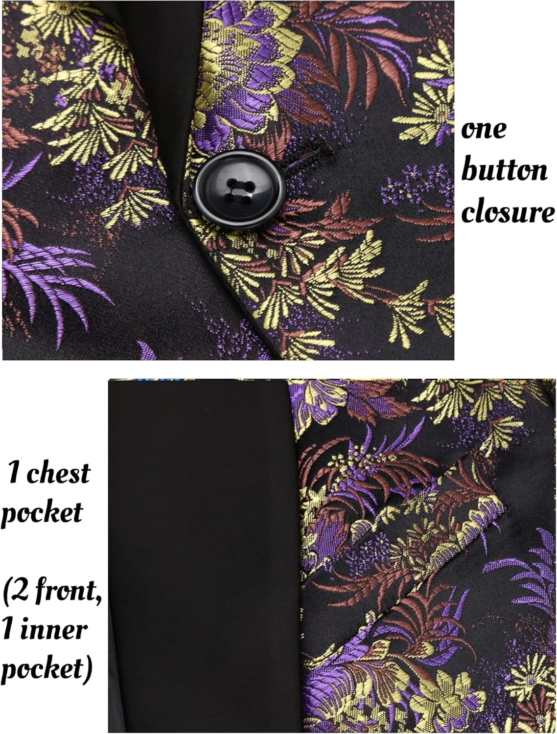 COOFANDY Men's Floral Tuxedo Jacket Luxury Embroidered Stylish Suit Blazer Jacket for Wedding Party Dinner
