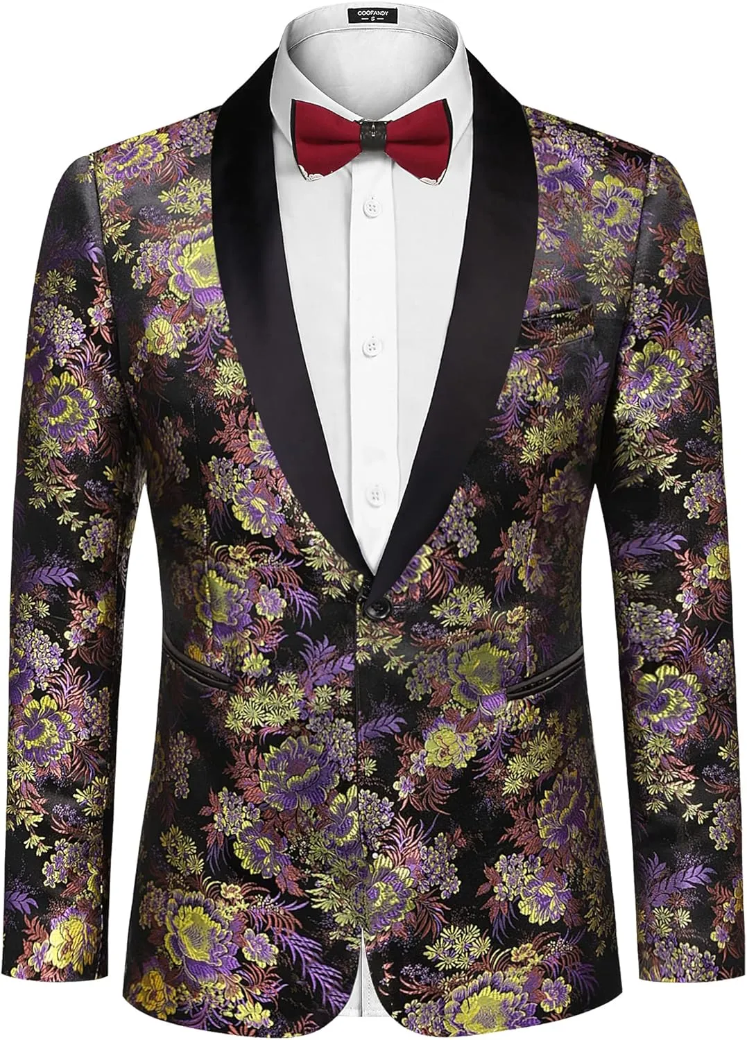 COOFANDY Men's Floral Tuxedo Jacket Luxury Embroidered Stylish Suit Blazer Jacket for Wedding Party Dinner