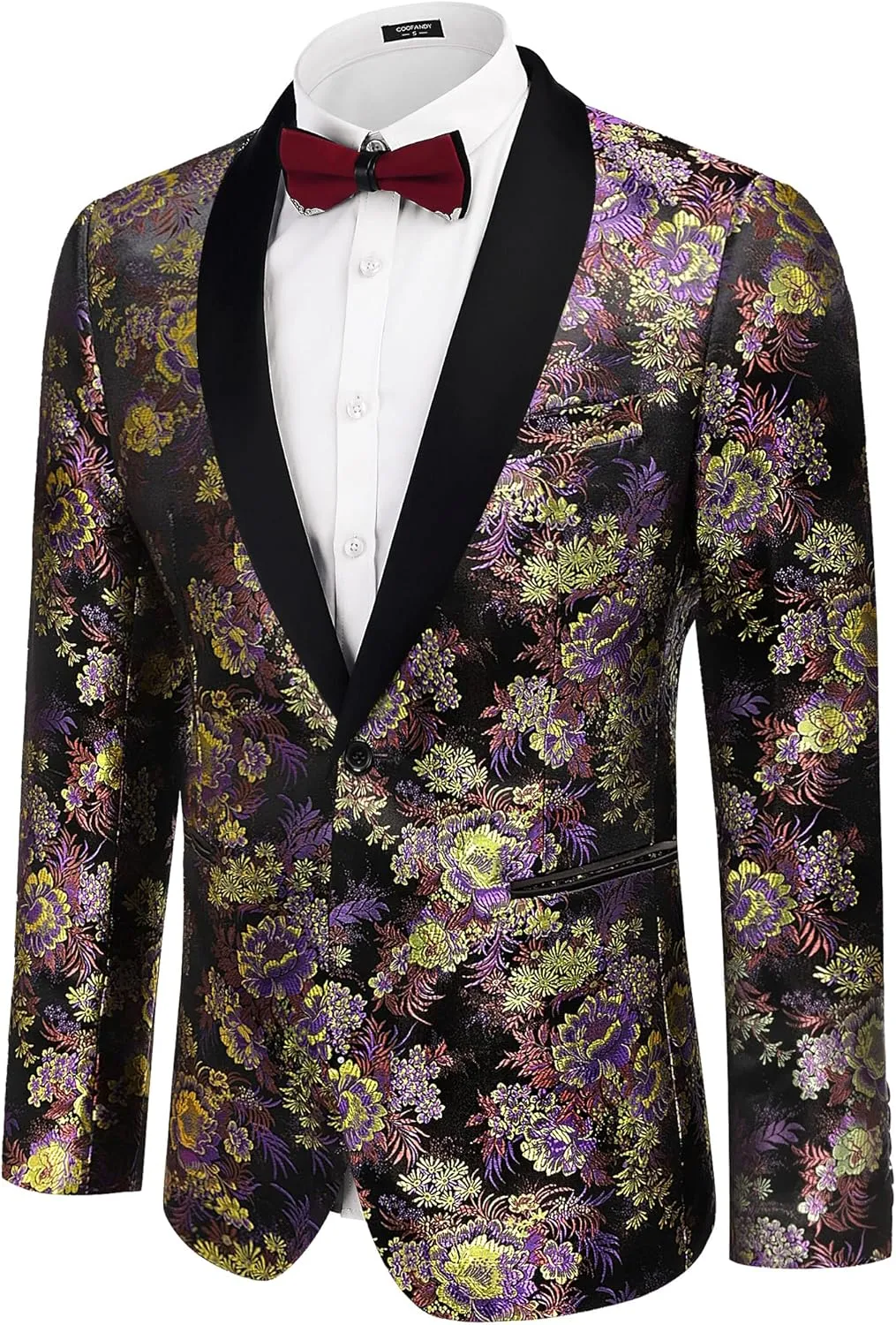 COOFANDY Men's Floral Tuxedo Jacket Luxury Embroidered Stylish Suit Blazer Jacket for Wedding Party Dinner