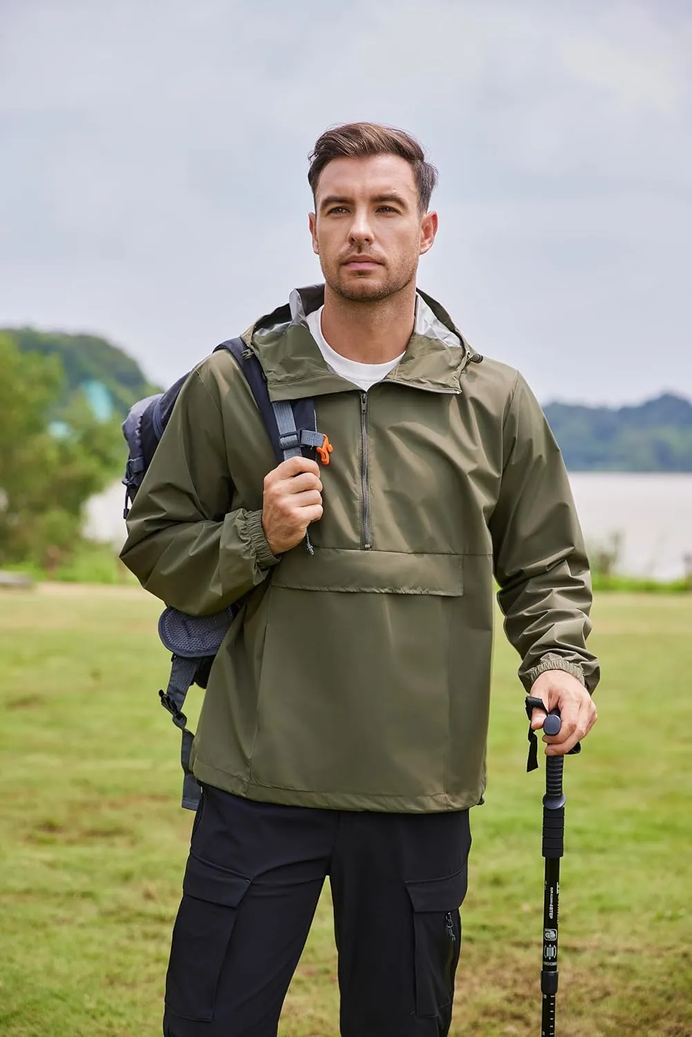 COOFANDY Men's Rain Jacket Waterproof Lightweight Packable Raincoat Pullover Windbreaker With Hood For Hiking Running