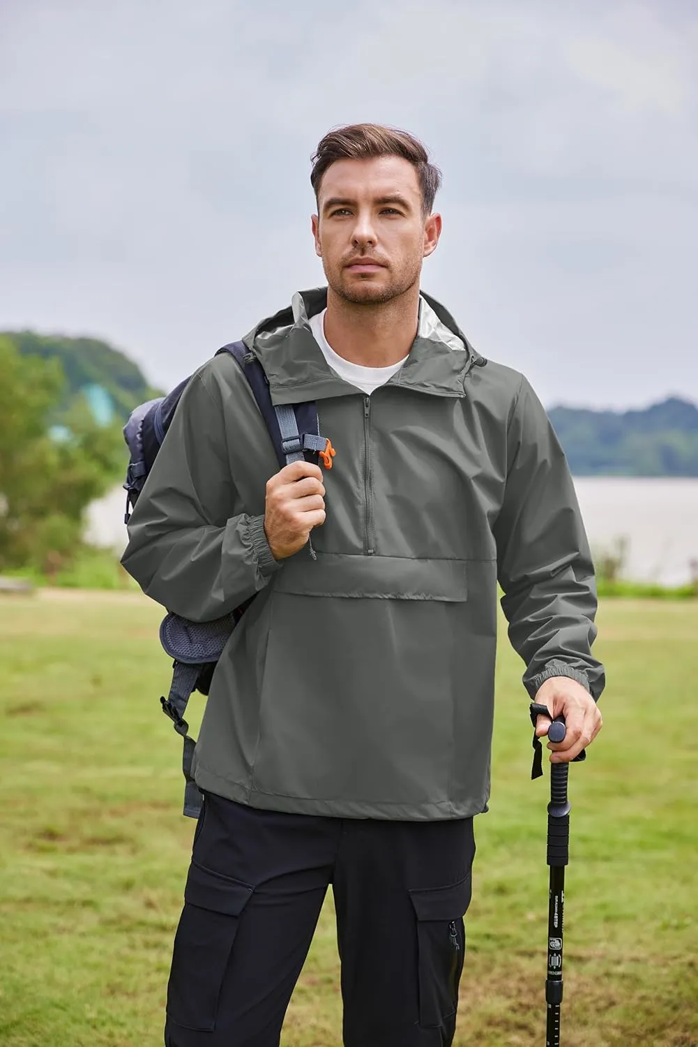 COOFANDY Men's Rain Jacket Waterproof Lightweight Packable Raincoat Pullover Windbreaker With Hood For Hiking Running