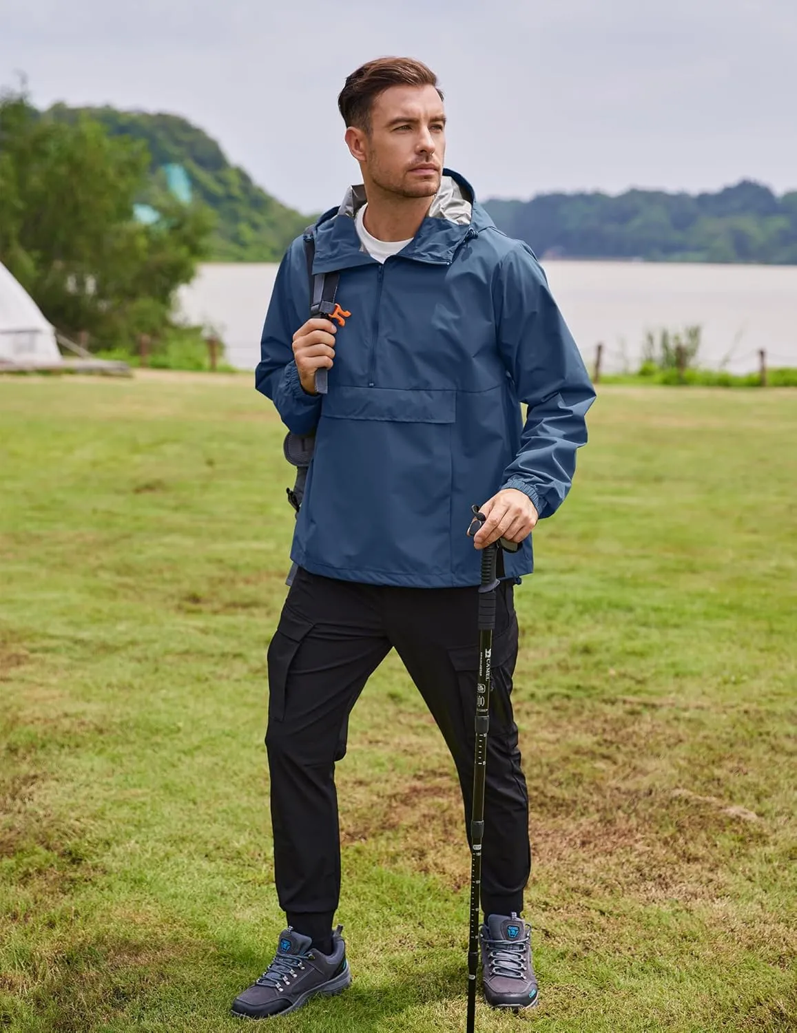 COOFANDY Men's Rain Jacket Waterproof Lightweight Packable Raincoat Pullover Windbreaker With Hood For Hiking Running