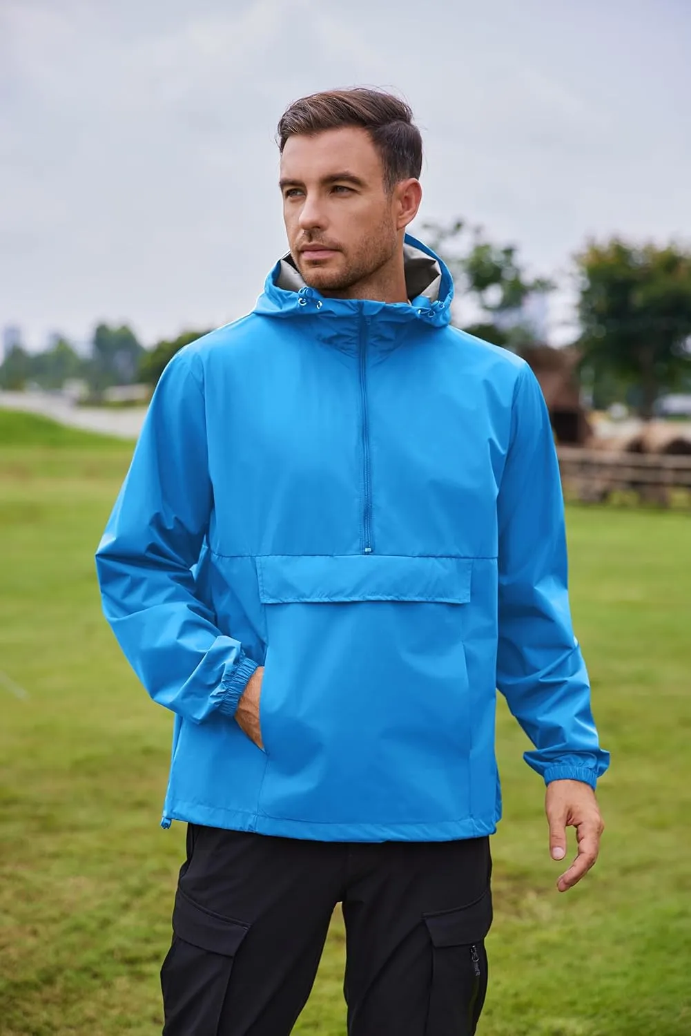COOFANDY Men's Rain Jacket Waterproof Lightweight Packable Raincoat Pullover Windbreaker With Hood For Hiking Running