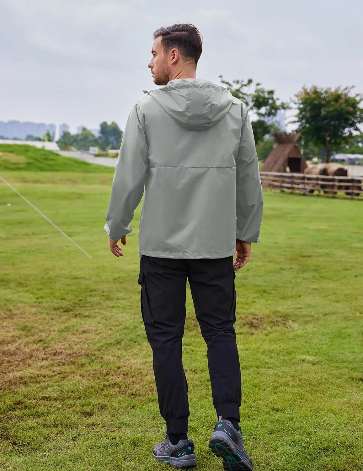 COOFANDY Men's Rain Jacket Waterproof Lightweight Packable Raincoat Pullover Windbreaker With Hood For Hiking Running