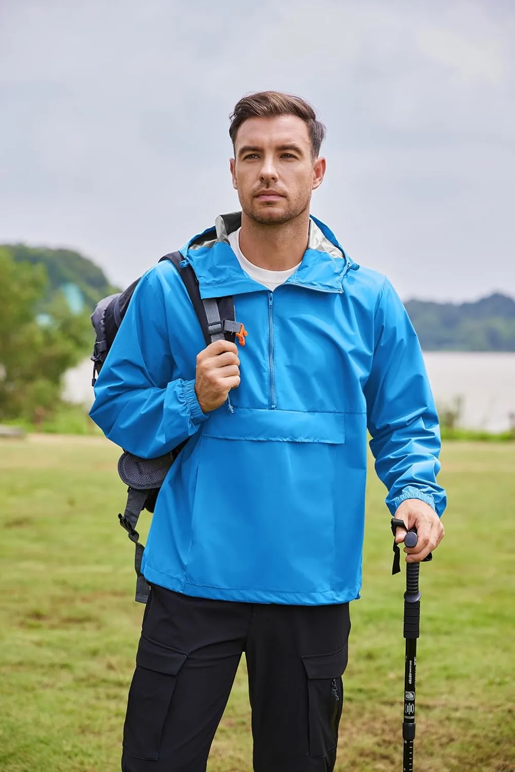 COOFANDY Men's Rain Jacket Waterproof Lightweight Packable Raincoat Pullover Windbreaker With Hood For Hiking Running