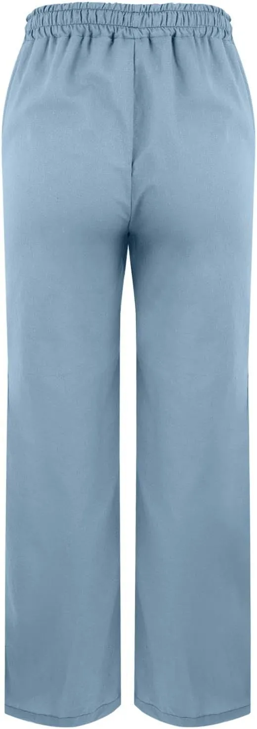 Cottin Linen Womens High Waist Casual Pants Relax Fit Drawstring Elastic Waist with Pockets Leg Lounge Summer Outfits