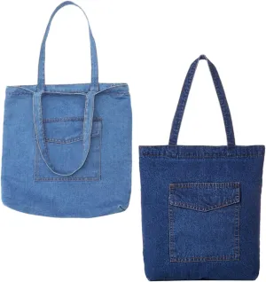 Denim Tote Bag for Women Large Capacity Jean Shoulder Purse Stylish Denim for Travel Shopping Work Comfortable Single Shoulder Strap Versatile Canvas Work Bag