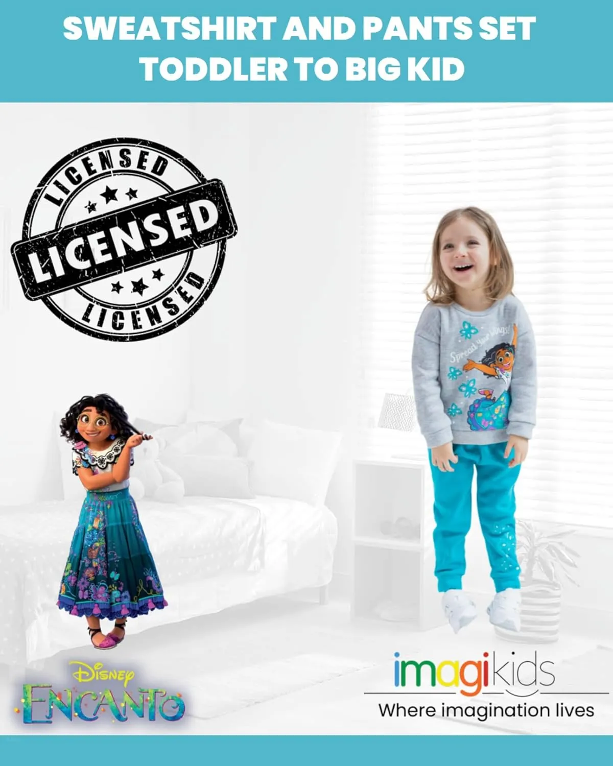 Disney Encanto Mirabel Girls Pullover Sweatshirt and Pants Set Toddler to Big Kid