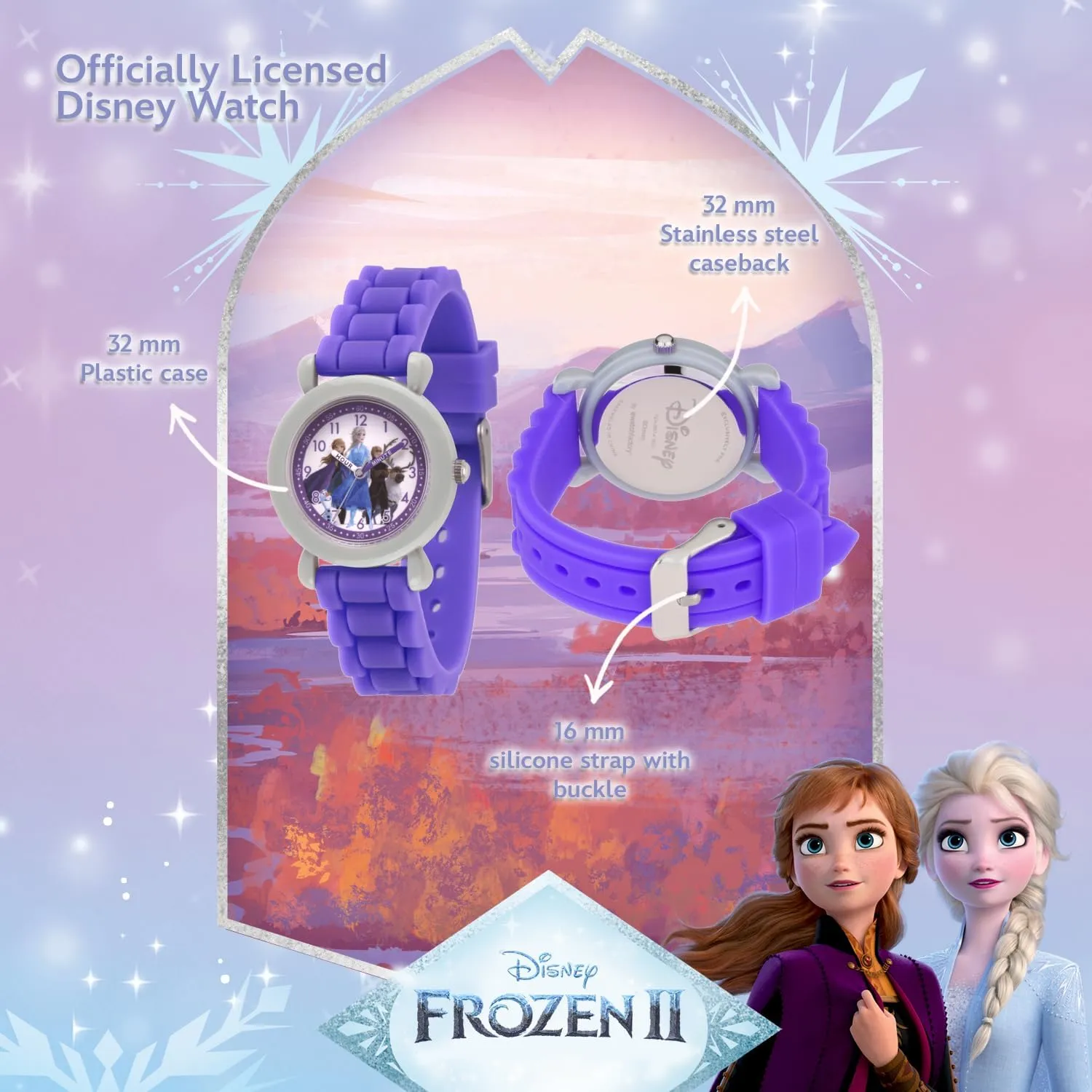 Disney Frozen Kids' Plastic Time Teacher Analog Quartz Silicone Strap Watch