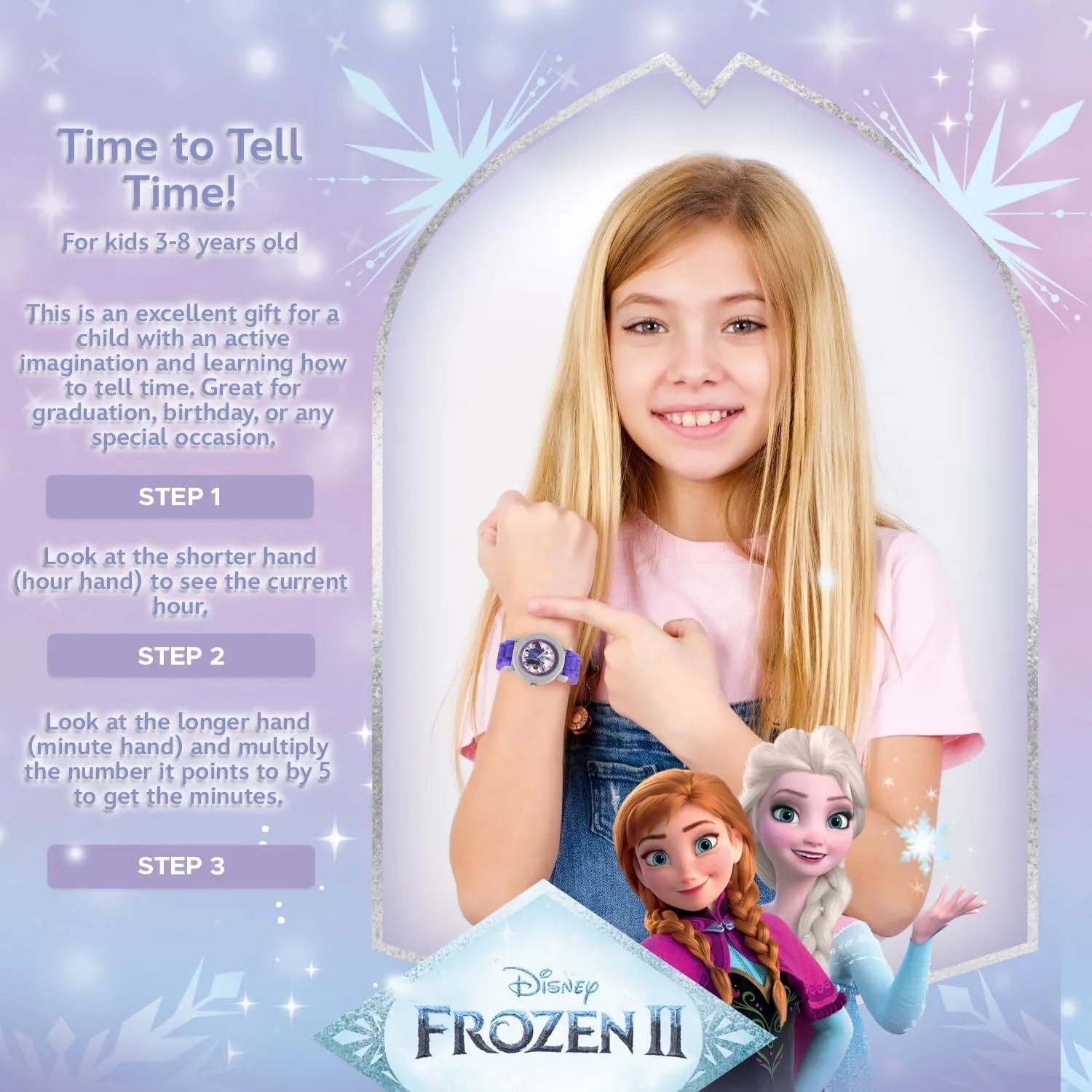 Disney Frozen Kids' Plastic Time Teacher Analog Quartz Silicone Strap Watch