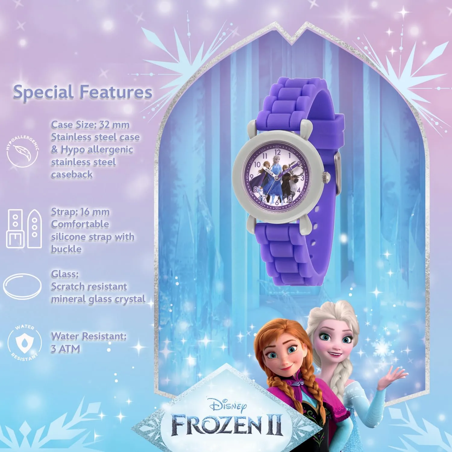 Disney Frozen Kids' Plastic Time Teacher Analog Quartz Silicone Strap Watch