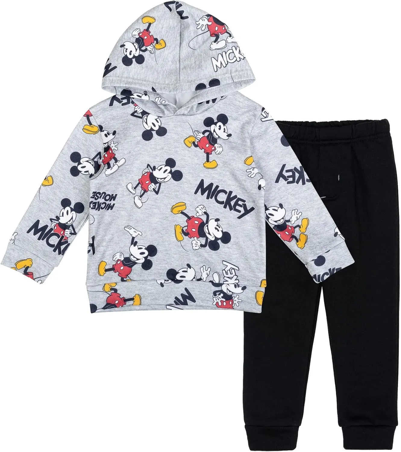Disney Mickey Mouse Fleece Pullover Hoodie and Pants Outfit Set Newborn to Big Kid Sizes (0-3 Months - 14-16)