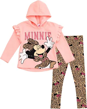Disney Minnie Mouse Mickey Mouse Pullover Fleece Hoodie and Leggings Outfit Set Infant to Big Kid Sizes (12 Months - 14-16)