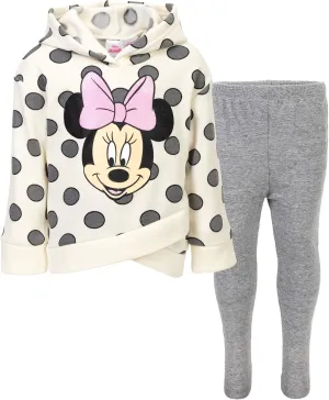 Disney Minnie Mouse Mickey Mouse Pullover Fleece Hoodie and Leggings Outfit Set Infant to Big Kid Sizes (12 Months - 14-16)