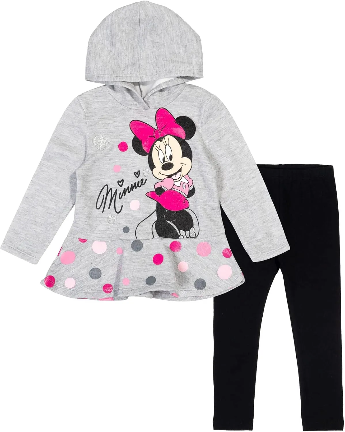 Disney Minnie Mouse Mickey Mouse Pullover Fleece Hoodie and Leggings Outfit Set Infant to Big Kid Sizes (12 Months - 14-16)
