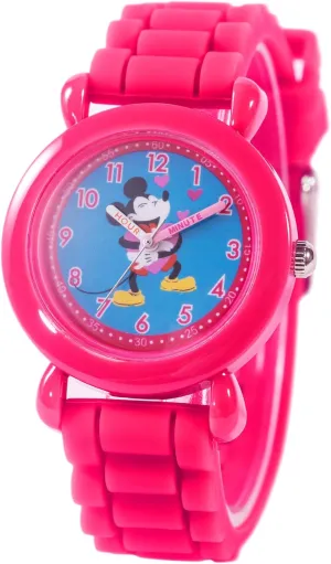 Disney Valentines Kids' Plastic Time Teacher Analog Quartz Silicone Strap Watch