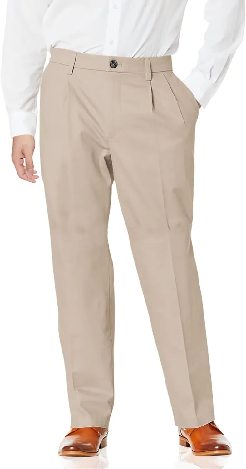 DOCKERS Men's Relaxed Fit Signature Khaki Lux Cotton Stretch Pants-Pleated