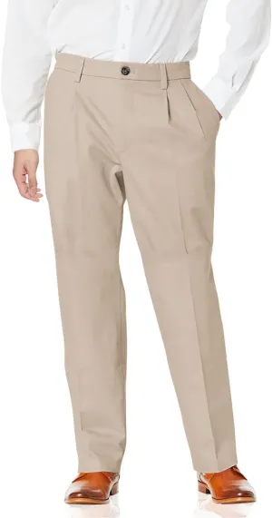 DOCKERS Men's Relaxed Fit Signature Khaki Lux Cotton Stretch Pants-Pleated