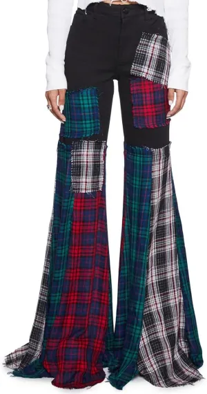 Dolls Kill Better Together Plaid Pants  Mixed Plaid, Wide Leg Pants, Perfect for Grunge Fashion