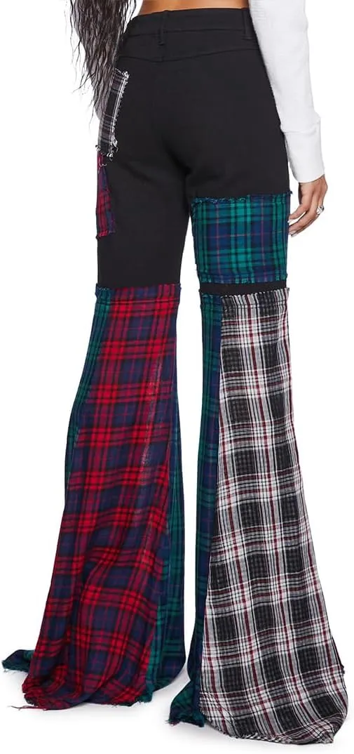 Dolls Kill Better Together Plaid Pants  Mixed Plaid, Wide Leg Pants, Perfect for Grunge Fashion