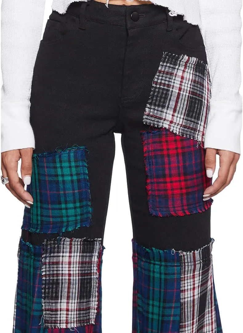Dolls Kill Better Together Plaid Pants  Mixed Plaid, Wide Leg Pants, Perfect for Grunge Fashion