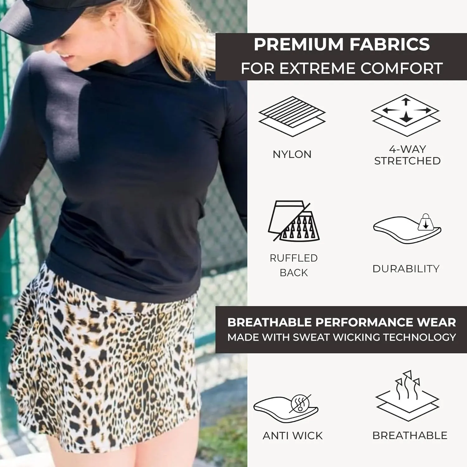 Dona Jo Shakira Skort for Women - Athletic Golf Skirt with Shorts & Pockets - Comfortable Active Wear for Tennis or Any Sport