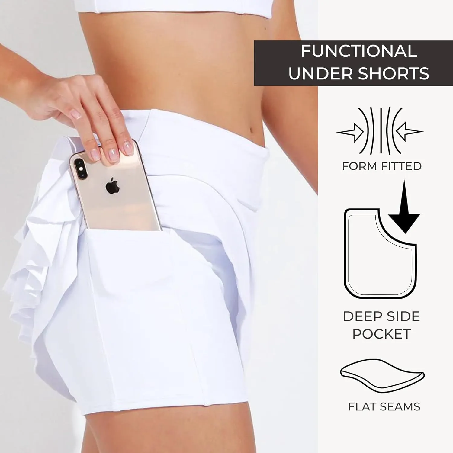 Dona Jo Shakira Skort for Women - Athletic Golf Skirt with Shorts & Pockets - Comfortable Active Wear for Tennis or Any Sport