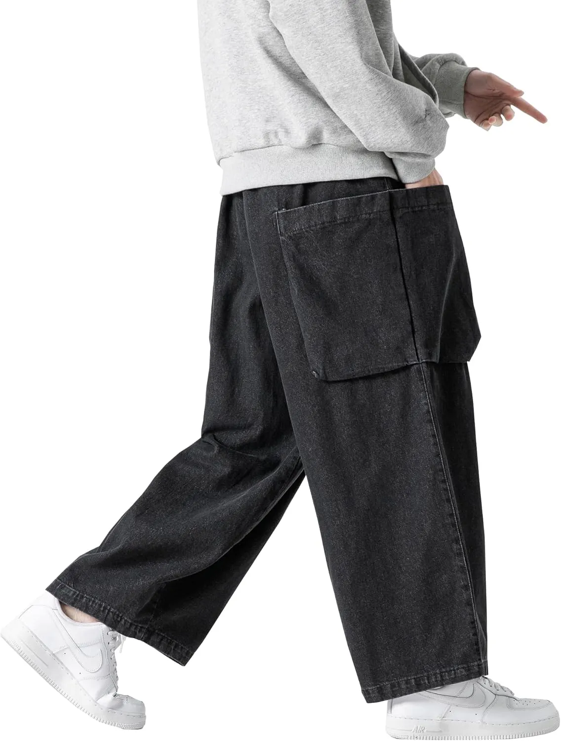 DOSLAVIDA Baggy Jeans for Men Wide Leg Hip Hop Jean Stylish Loose Fit Denim Pants Casual Streetwear Skateboard Pants
