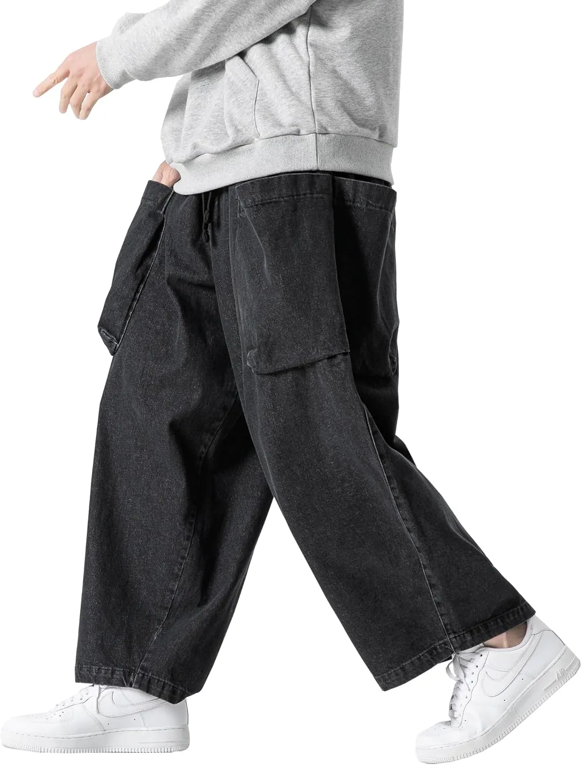 DOSLAVIDA Baggy Jeans for Men Wide Leg Hip Hop Jean Stylish Loose Fit Denim Pants Casual Streetwear Skateboard Pants