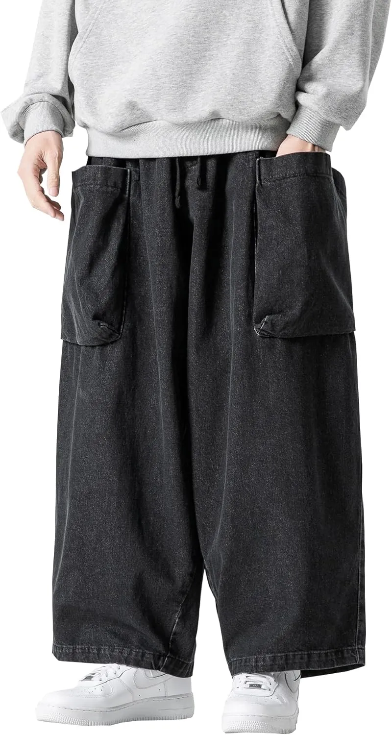 DOSLAVIDA Baggy Jeans for Men Wide Leg Hip Hop Jean Stylish Loose Fit Denim Pants Casual Streetwear Skateboard Pants