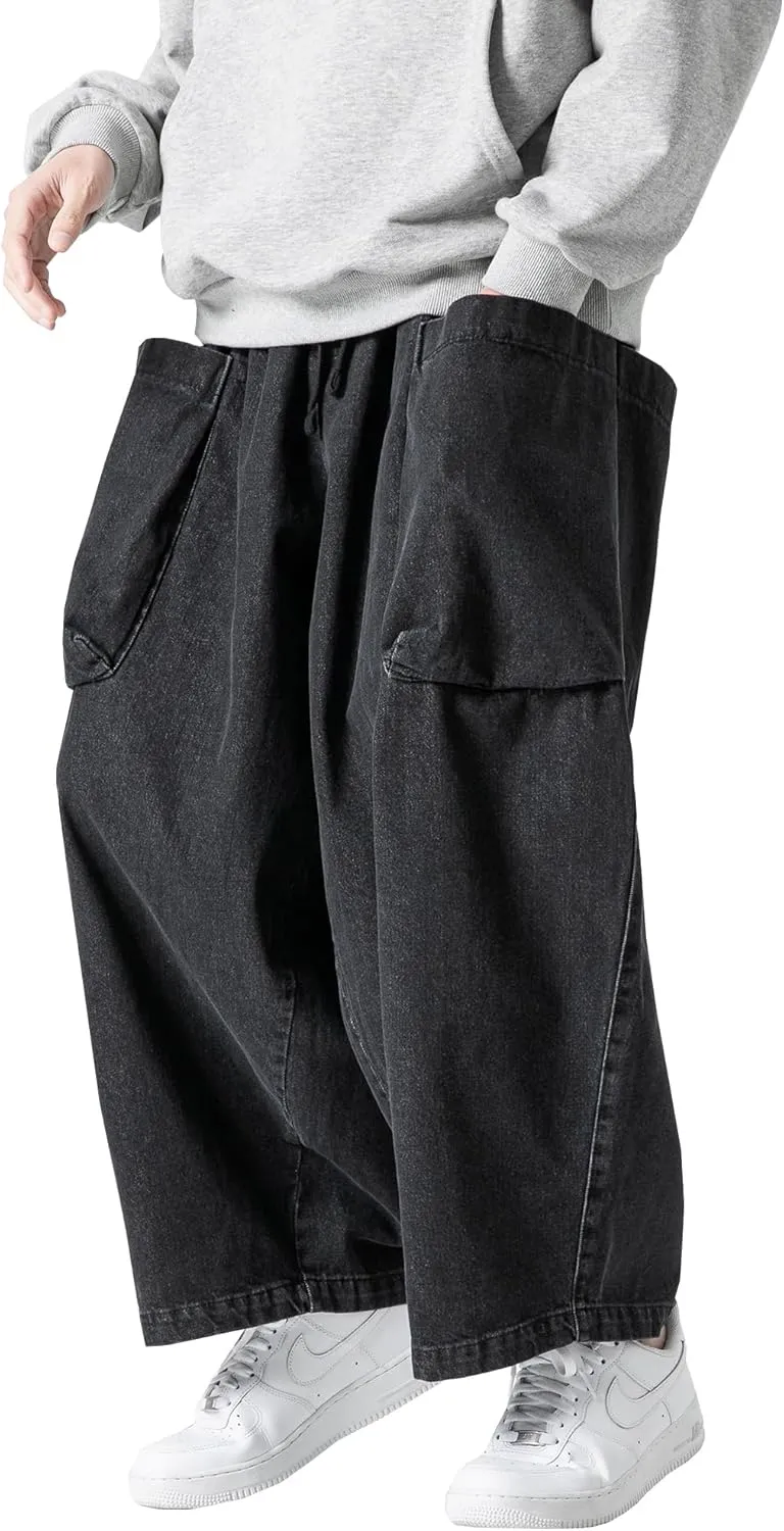 DOSLAVIDA Baggy Jeans for Men Wide Leg Hip Hop Jean Stylish Loose Fit Denim Pants Casual Streetwear Skateboard Pants