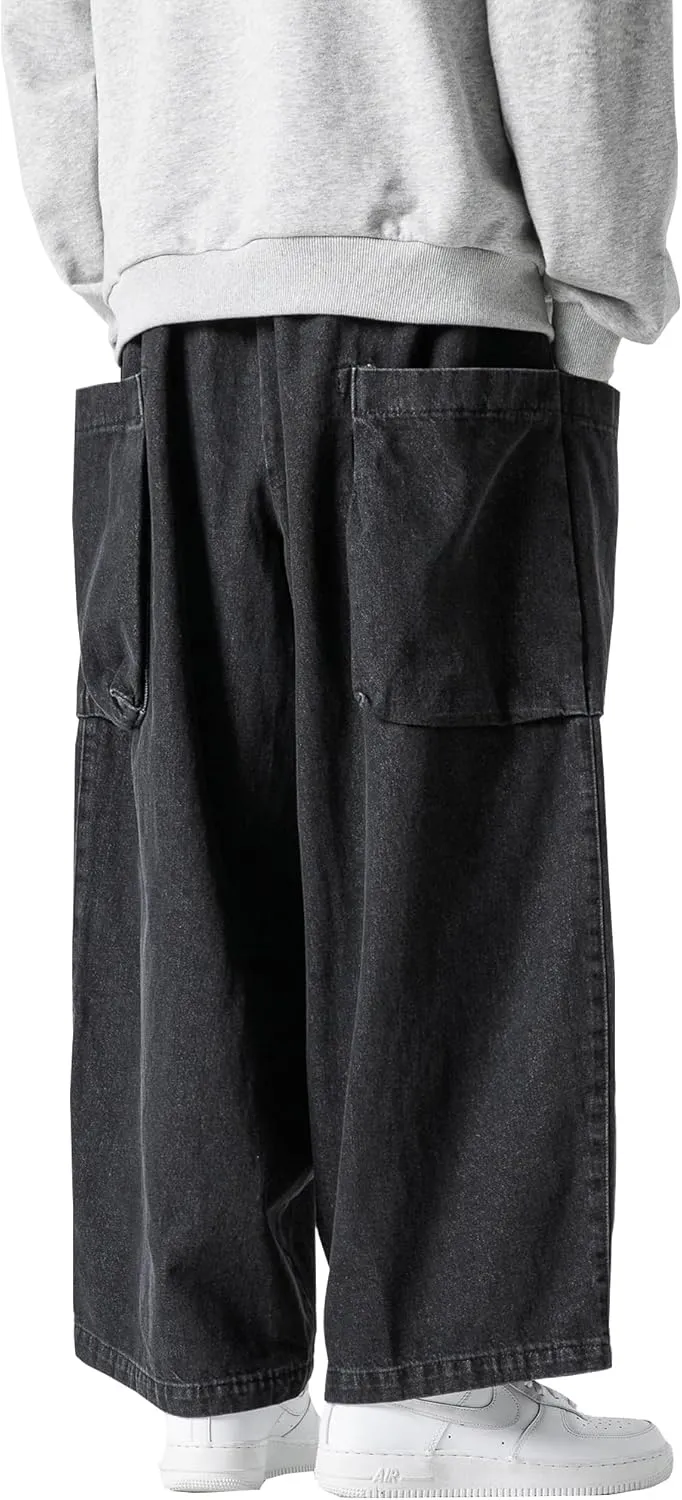 DOSLAVIDA Baggy Jeans for Men Wide Leg Hip Hop Jean Stylish Loose Fit Denim Pants Casual Streetwear Skateboard Pants