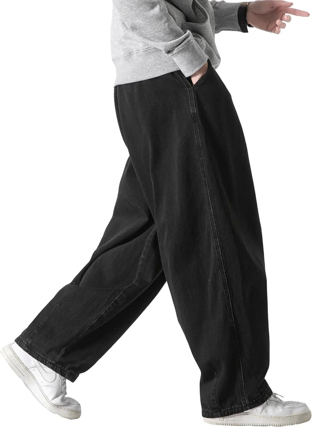 DOSLAVIDA Men's Hip Hop Jean Joggers Loose Fit Streetwear Biker Baggy Jeans Pants Stylish Printed Cargo Denim Pants