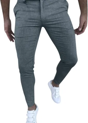Dress Pants for Men Slim Fit Stretch Golf Dress Pants Casual Zip Up Business Work Pants Stylish Vintage Chinos with Pockets