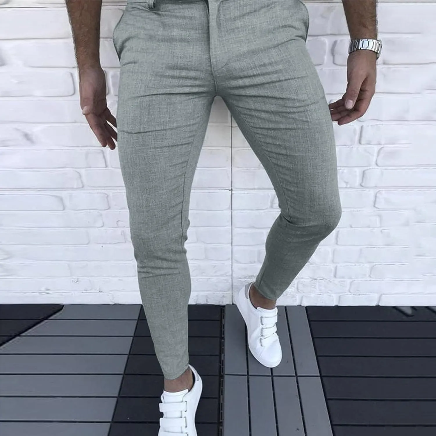 Dress Pants for Men Slim Fit Stretch Golf Dress Pants Casual Zip Up Business Work Pants Stylish Vintage Chinos with Pockets