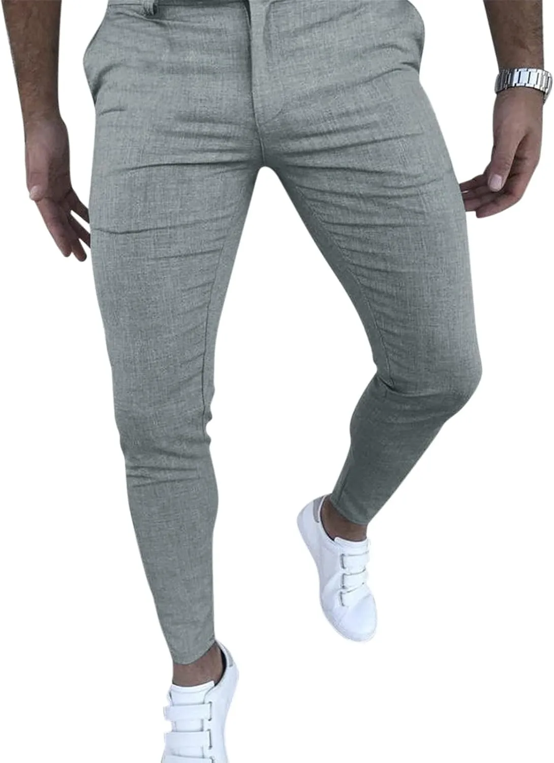 Dress Pants for Men Slim Fit Stretch Golf Dress Pants Casual Zip Up Business Work Pants Stylish Vintage Chinos with Pockets