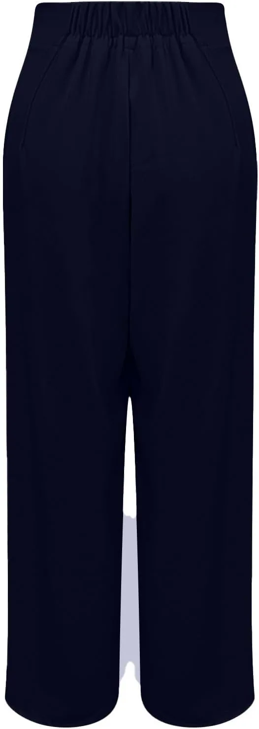 Dress Suit Pants for Women Flat Front Pleated High Waist Wide Leg Trousers Casual Loose Fit Breathable Business Pants
