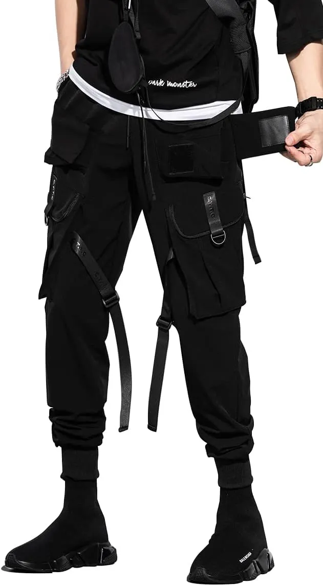 DUDHUH Cargo Pants for Men Techwear Hip Hop Harem Pants Streetwear Fashion Mens Tactical Track Jogger Pants