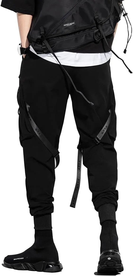 DUDHUH Cargo Pants for Men Techwear Hip Hop Harem Pants Streetwear Fashion Mens Tactical Track Jogger Pants