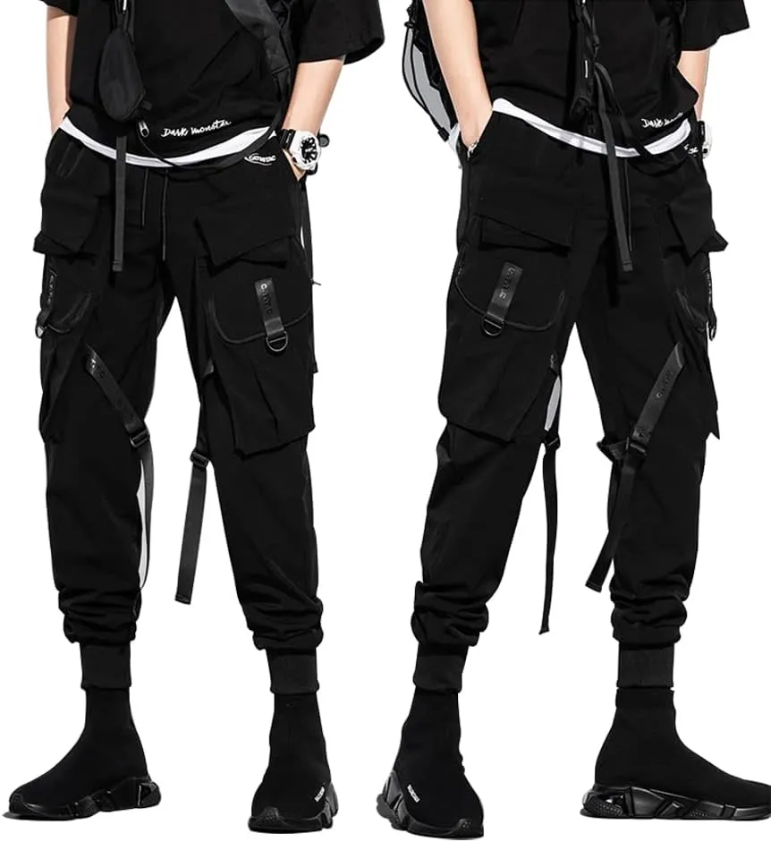 DUDHUH Cargo Pants for Men Techwear Hip Hop Harem Pants Streetwear Fashion Mens Tactical Track Jogger Pants