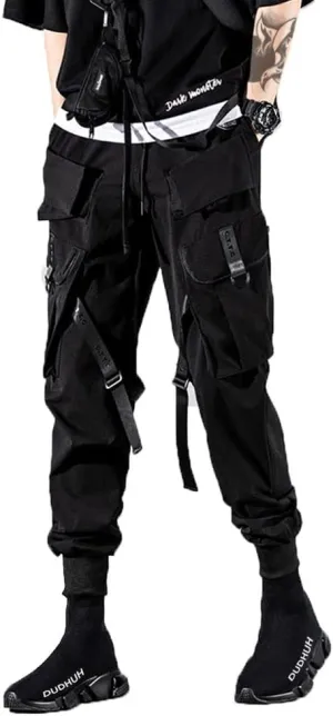 DUDHUH Cargo Pants for Men Techwear Hip Hop Harem Pants Streetwear Fashion Mens Tactical Track Jogger Pants