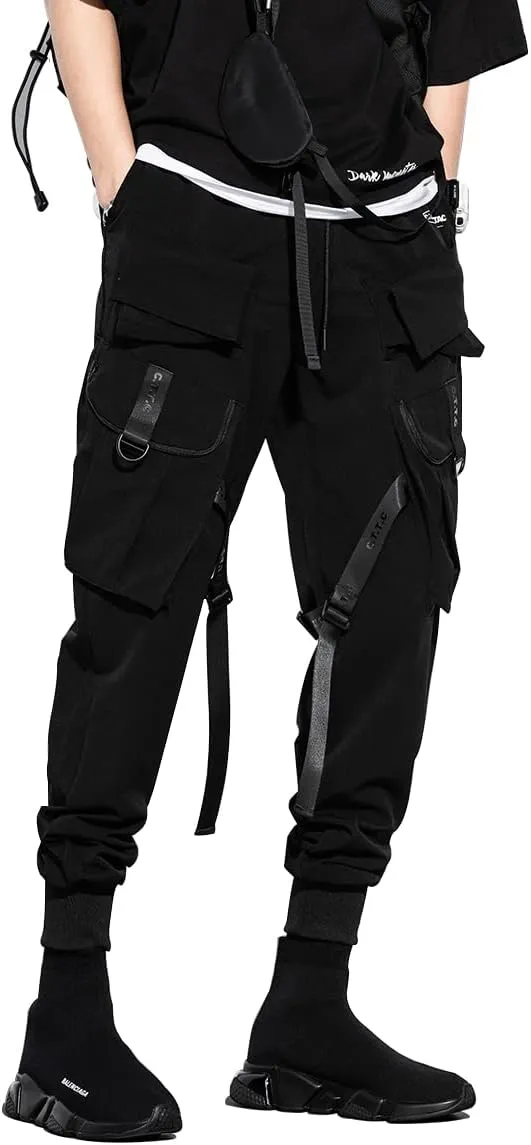 DUDHUH Cargo Pants for Men Techwear Hip Hop Harem Pants Streetwear Fashion Mens Tactical Track Jogger Pants
