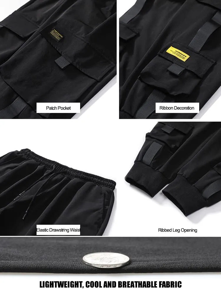 DUDHUH Cargo Pants for Men Techwear Hip Hop Harem Pants Streetwear Fashion Mens Tactical Track Jogger Pants