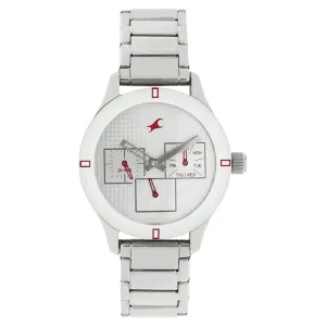 Fastrack, Women's Watch Analog, Silver Dial Silver Stainless Steel Strap, 6078SM08