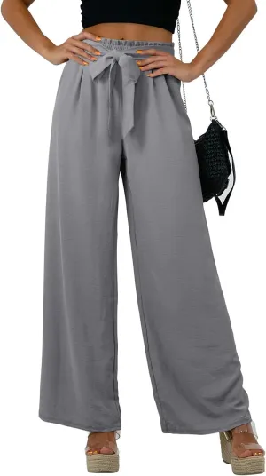 Feiersi Women Casual Wide Leg Pants High Waisted Business Work Casual Pants Loose Flowy Beach Palazzo Pants