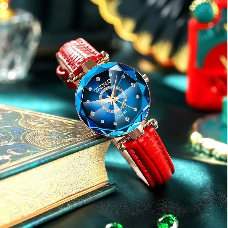 Feminine Diamond Watch with Slim Band and Medium Dial Size