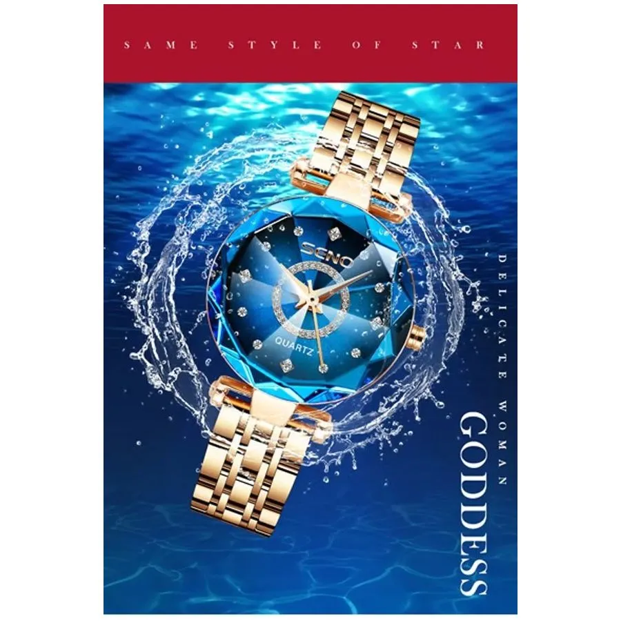 Feminine Diamond Watch with Slim Band and Medium Dial Size