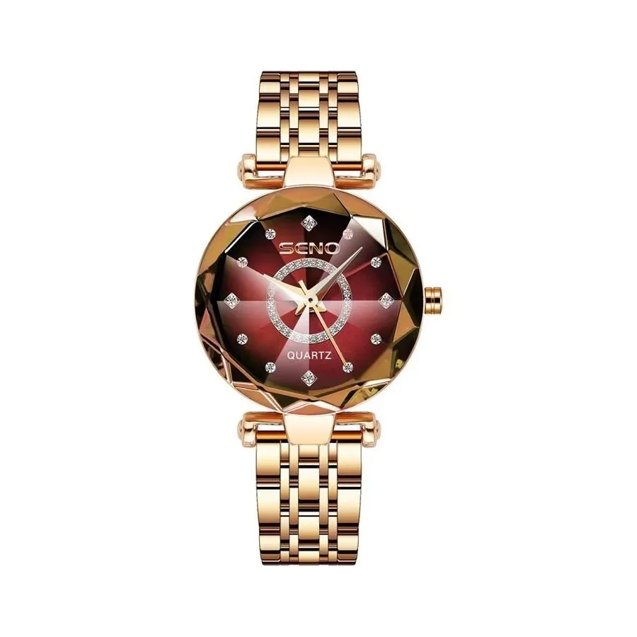 Feminine Diamond Watch with Slim Band and Medium Dial Size
