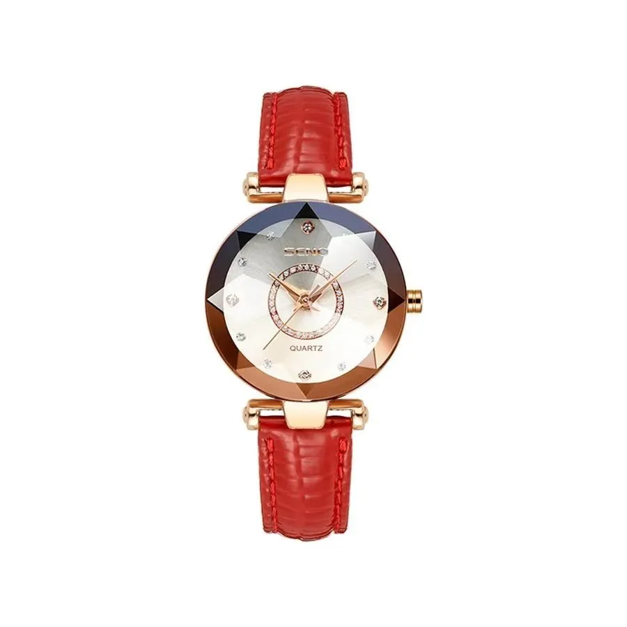 Feminine Diamond Watch with Slim Band and Medium Dial Size