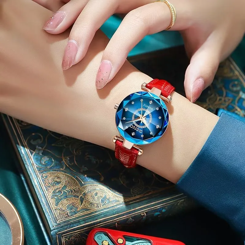 Feminine Diamond Watch with Slim Band and Medium Dial Size